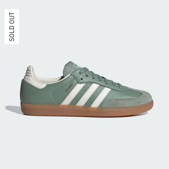 adidas Shoes - NWT Adidas Samba OG Originals Silver Green Sneakers Size Women’s 6.5